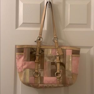 Coach Pink & Tan Patchwork Purse